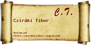 Cziráki Tibor névjegykártya